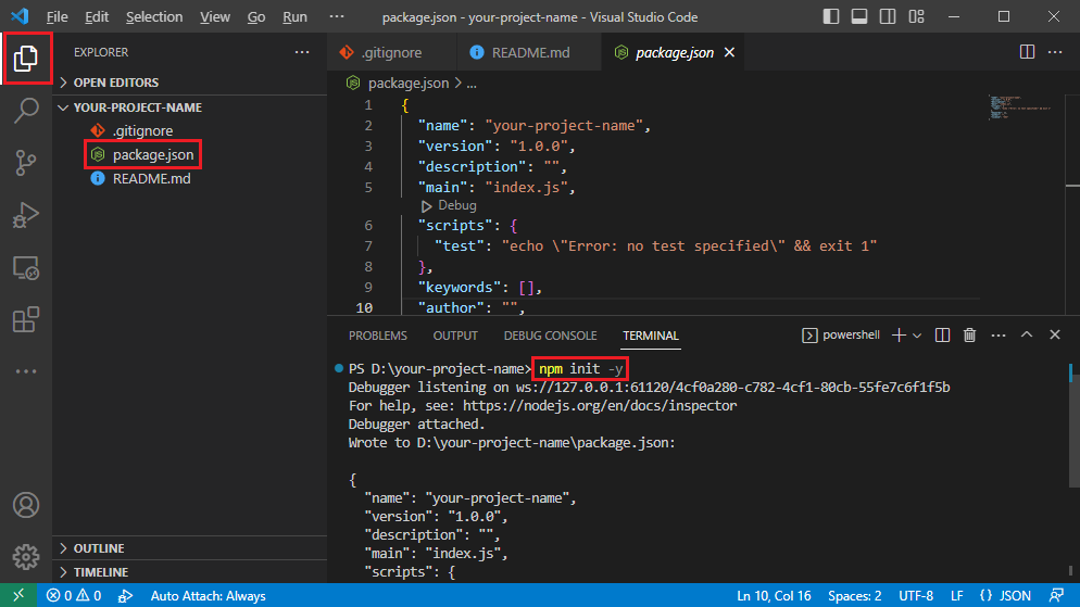 package.json example