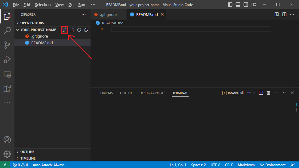 VS Code create a new file