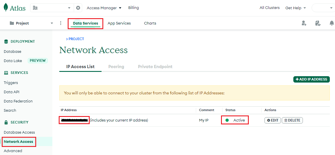 MongoDB Atlas Network Access