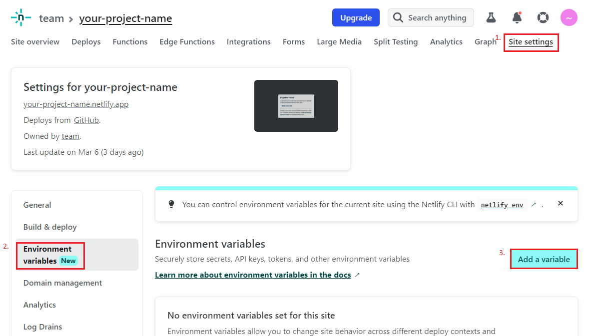 Netlify environment variables
