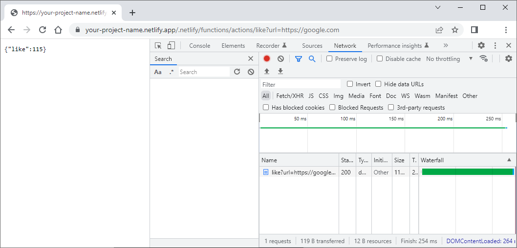 Serverless function example