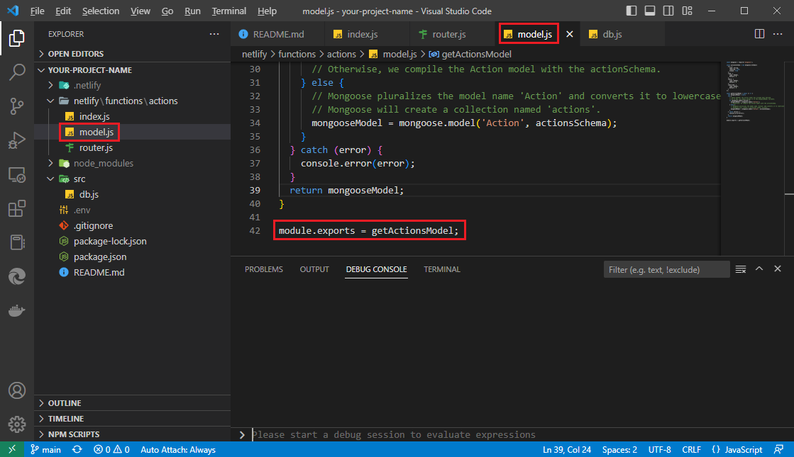 Project structure with module.exports